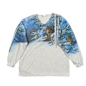Vintage Wolf Wildlife Artisans Double Sided Sweatshirt Crewneck Sz L Made in USA
